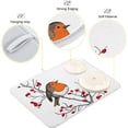 thumbnail image 2 of FREEAMG Hand-drawn Robin on Branch Berries Christmas Absorbent Dish Drying Mat Microfiber Large Kitchen Countertop Table Protector Multi-Purpose Counter Rack Sink Drainer Pad 16"x18", 2 of 6