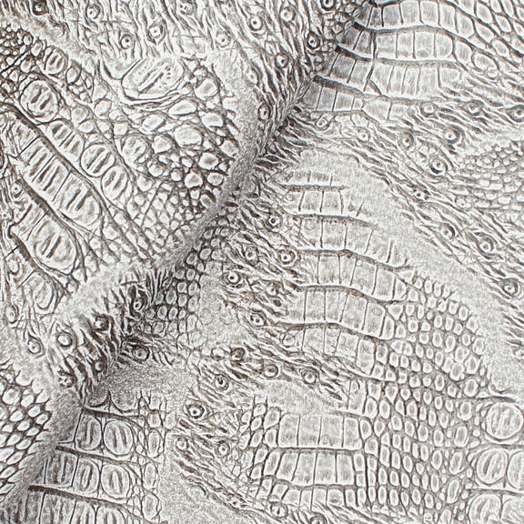 Ottertex® Snakeskin Vinyl Leather 56” PVC Polyester Waterproof Fabric By The Yard - White (1 Yard)