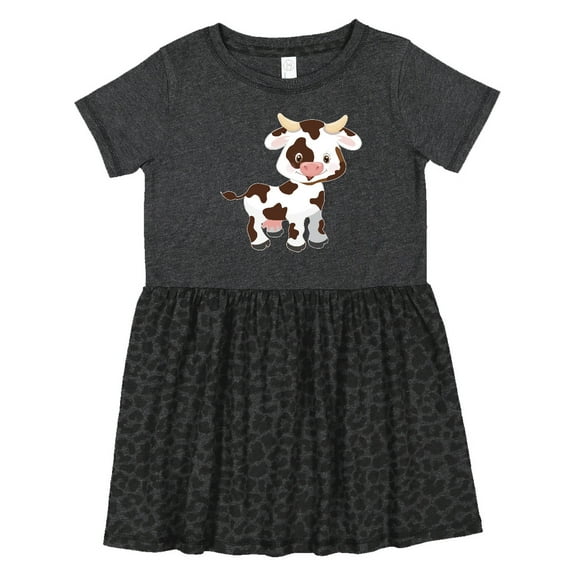 Inktastic Cute White Holstein Cow with Brown Spots Girls Toddler Dress