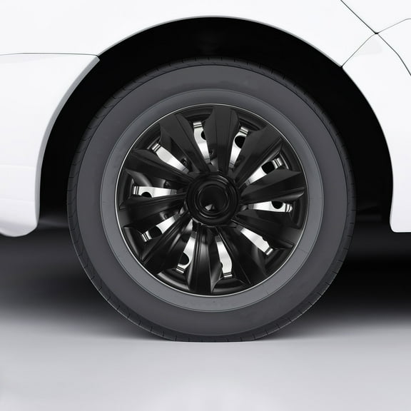 FRCOLOR Decorative Tire Caps for Car Use Black PP Material Universal 14 Inch Wheel Cover Hubcaps