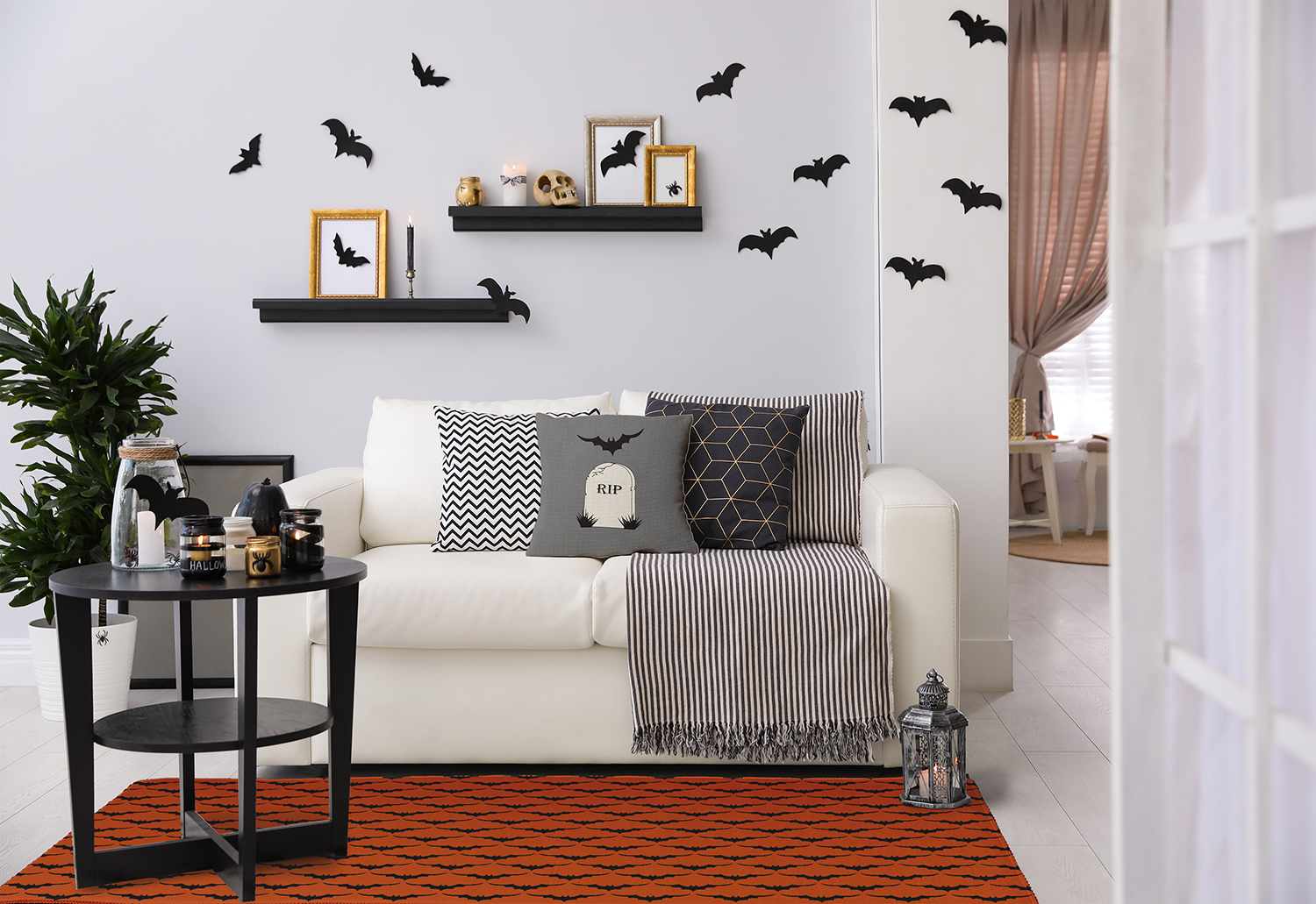 Simply Daisy Bat Colony Sienna Halloween Chenille Area Rug, 3' x 5'