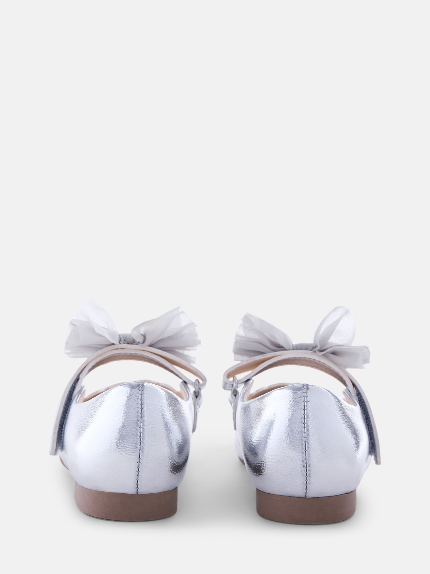 Wonder Nation Little Girls and Big Girls Scallop Ballet Flats with Tulle Bow