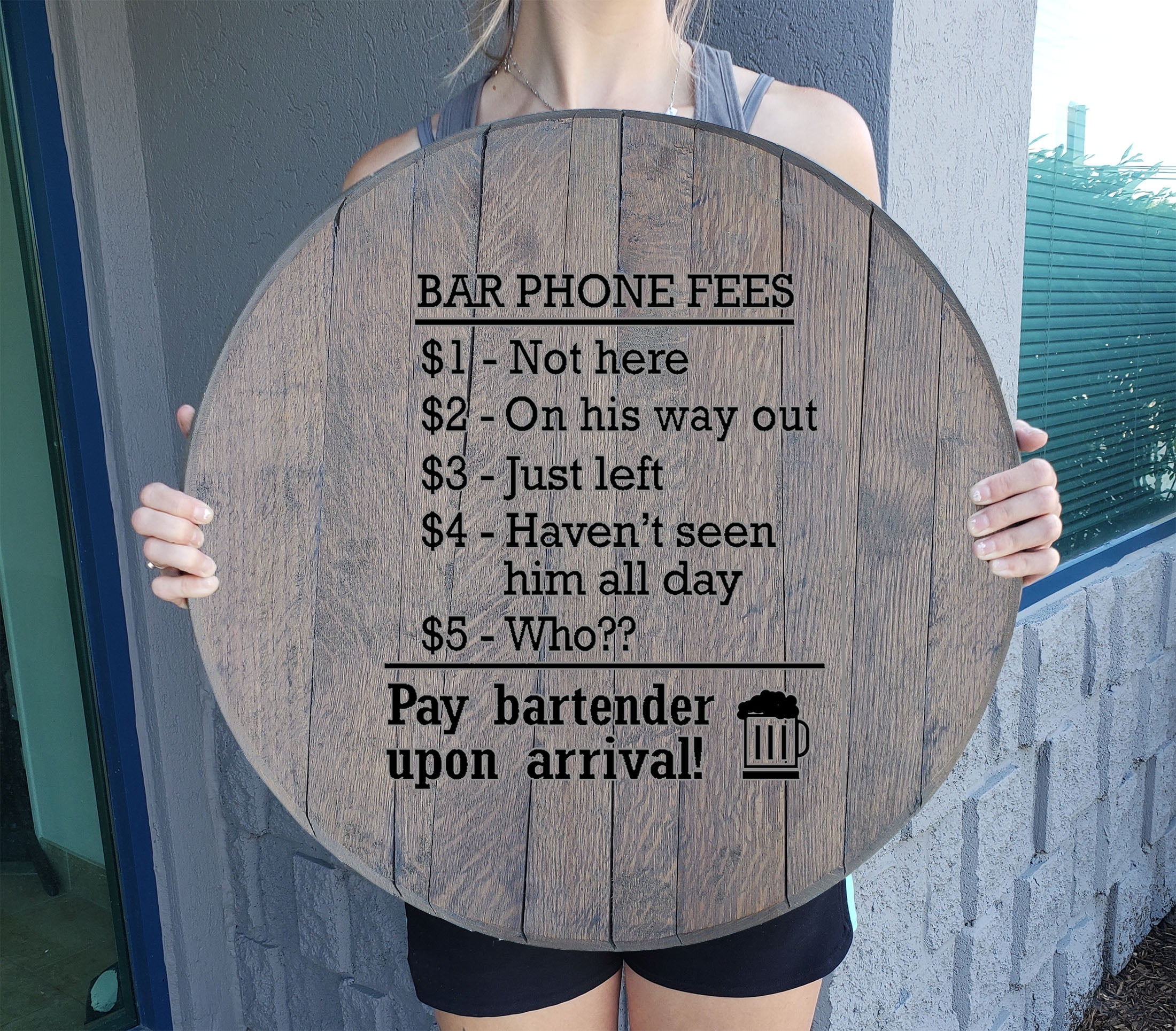 Rustic Wall Decor Bar Phones Fees Sign Man Cave Sign Barnwood Gray Wall Decor Walmart Com Walmart Com