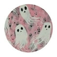 thumbnail image 4 of HAOXIT Cute Ghost Round Tablecloth Washable, Boo Pink Halloween Circular Polyester Table Cloths Cover Tablecloth for Kitchen Dinning Tabletop Decoration 42-46, 4 of 8