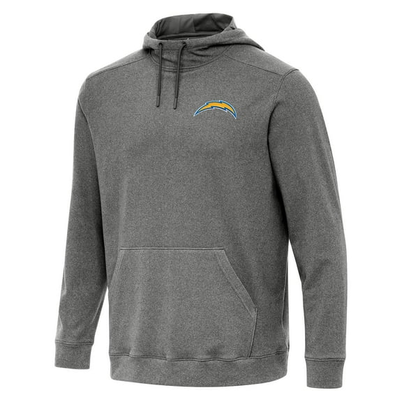Men's Antigua Heather Black Los Angeles Chargers Cloud Pullover Hoodie