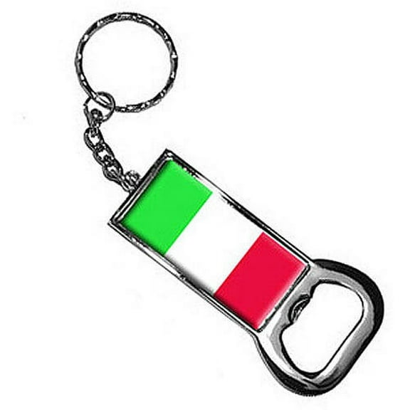 Italy Flag Keychain Key Chain Ring Bottle Bottlecap Opener