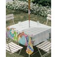 thumbnail image 3 of Square Outdoor Tablecloth with Umbrella Hole Vintage Easter Outside Table Cloth Waterproof Patio Table Cover Colorful Floral Eggs Bunny Blue Plaid Rustic Zipper Tablecloths for Picnic 54x54 Inch, 3 of 8