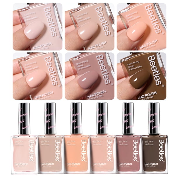 Set de esmaltes de uñas Beetles P172, 6 colores, 15 ml, marrón y rosa