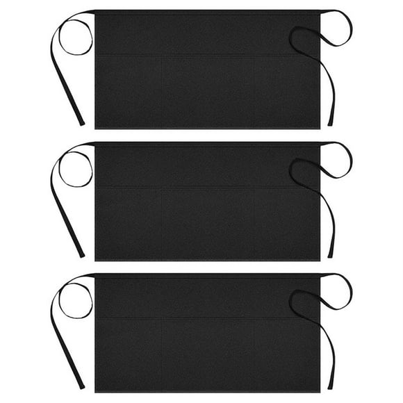 Under 10 Apron Sleeve 3pc Attendant Apron Black and Restaurant Hotel Kitchen Work Half Length Apron