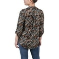 thumbnail image 3 of NY Collection Women's 3/4 Sleeve Roll Tab Y Neck Top, 3 of 4