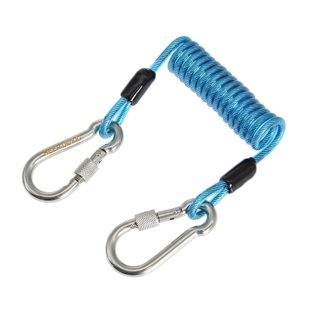 Cable de extensión de correa de alambre de resorte de cámara Zulema Cordón en espiral buceo senderismo canotaje azul