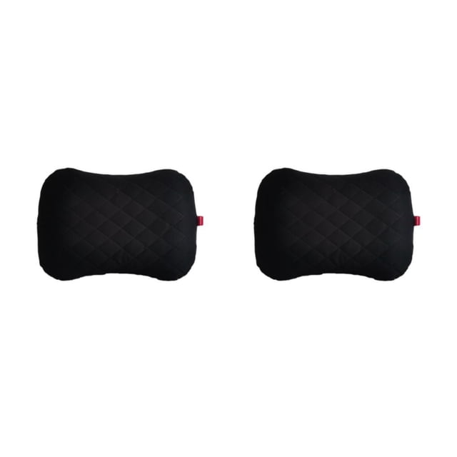 Naiovety Almohada plegable inflable para viajes, cuello, cintura, almohadas de aire, reposacabezas de coche, funda con correa fija, herramienta Negro 2Conjunto