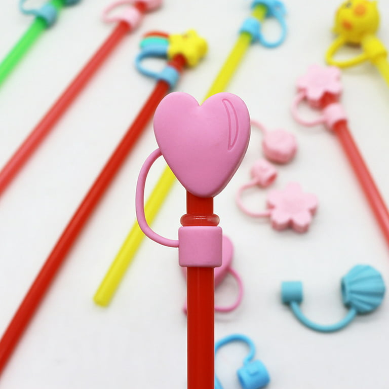 Silicone, Pink Heart straw cover/cap