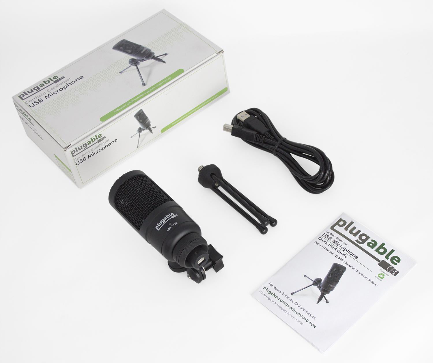 Plugable Performance Studio-Grade USB Microphone Cardioid Condenser Compatible With Windows, macOS & Linux Optimized for Streaming Twitch/Mixer/YouTube/Discord