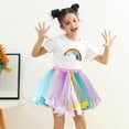 thumbnail image 2 of TOOYOU Girls Skirts Kids Rainbow Color Matching Party Skirts Patchwork Layered Ballet Mesh Tulle Tutu Skirts Sweet Girl Summer Short Skirt Size 9-11 Years Pink, 2 of 5