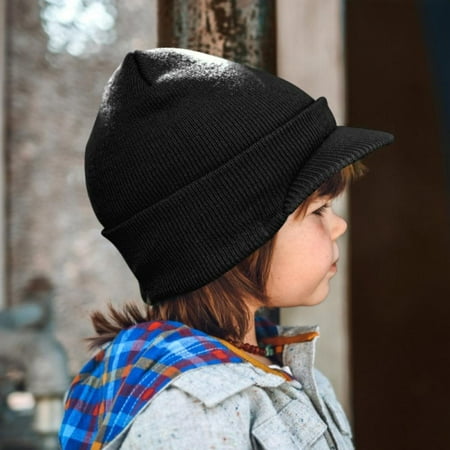 

Toddler Boys Girls Winter Hat Fuzzy Knitted Kids Hat Visor Earflaps Hat