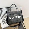 thumbnail image 4 of Large Capacity Transparent Tote Bag, Simple Letter Print Shoulder Bag, All-Match Bag, 4 of 5
