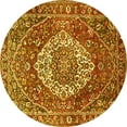 thumbnail image 1 of Ahgly Company Machine Washable Indoor Round Medallion Yellow Traditional Area Rugs, 3' Round, 1 of 4