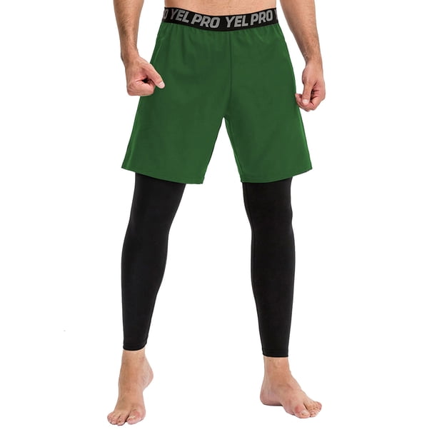 Pantalones para correr 2 en 1 para hombre, bolsillos en la cintura elástica, mallas elásticas que ab Abanopi Pantalones deportivos