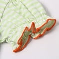 thumbnail image 6 of Staki Baby Girl Halloween Outfit Pumpkin Bubble Romper Short Puff Sleeve Bodysuit Fall Baby Smocked Clothes(Green,6-12 Months), 6 of 9