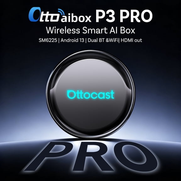 Ottocast P3 Pro with Air Mouse and HDMI Cable CarPlay Android AI Car Box Wireless CarPlay & Android Auto with Voice Assistant for HDMI Out Car  Accessories for Benz Audi VW  Toyota Chevrolet Ford