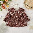 thumbnail image 3 of HomeGardon Girls Dress,Toddler Dress for Girls Girl Velvet with Bow Collar Long Sleeve Dress Tiered Ruffle Tunic Shirt Dress,80-110, 3 of 7