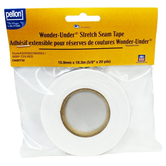 PCP Group LLC Pellon Wonder-Under Stretch Tape, Clear 5/8" x 20 Yards Precut. 1 Pack.
