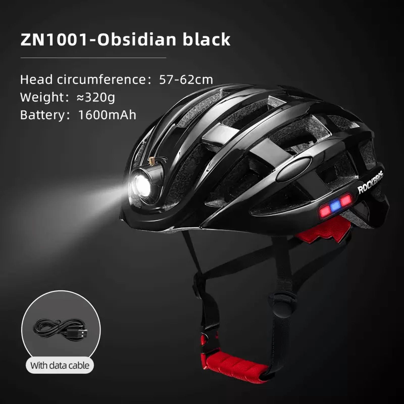 Rockbros Bicycle Helmet with USB Rechargeable HeadLight Safety riding/working Headgear