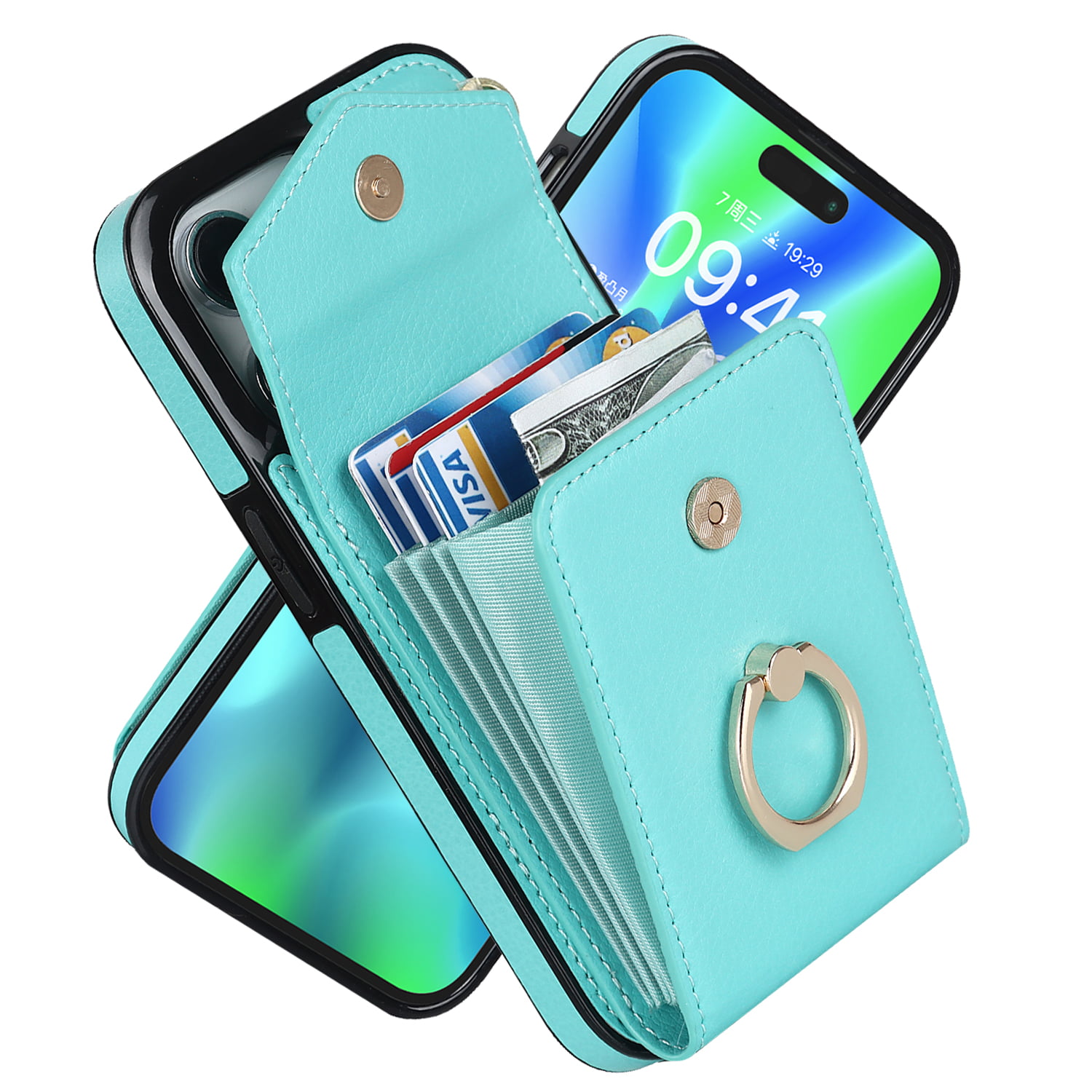 Wallet Case for iPhone 13 Pro Max 6.7 inch 2021, Allytech Lightweight Thin Slim Hard Back Card Slot Magnetic Vertical and Horizontal Stand Shockproof