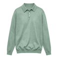 thumbnail image 6 of Long Sleeve Polo Shirt for Men Turn Down Collar Heavyweight Knit Polo Slim Fit Casual Shirts Soft Fabric, 6 of 6