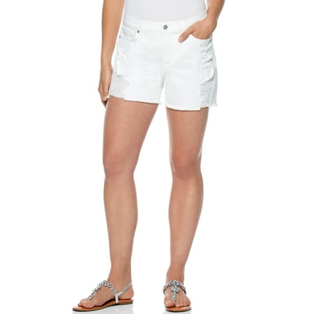 Scoop Women’s Destructed Fray Hem Retro Boyfriend Shorts