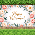 thumbnail image 2 of Floral Design Happy Retirement Banner Decoration Rose Pattern Party Backdrop for Retirement Celebration Indoor Event Decoration, 2 of 8