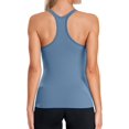 thumbnail image 2 of XINQIHANG Ribbed Workout Tank Tops for Women with Built in Bra Tight Racerback Scoop Neck Athletic Top, 2 of 7