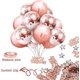 thumbnail image 3 of Kit de globos rosas de cumpleaños, guirnalda de feliz cumpleaños, mantel de oro rosa, cortina de flecos, 24 globos de confeti, 4 globos de estrellas y corazones, feliz cumpleaños, 3 of 5
