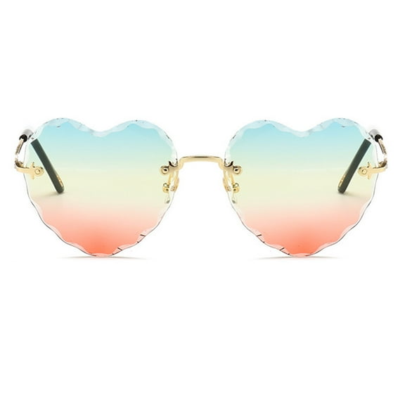 LABSERRON 1Pack Heart Shaped Fashion Glasses Multi Color Rimless Metal Pc Anti Uv Photo Prop Party Decoration Sunglasses