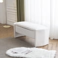 thumbnail image 5 of Elegant Long - shaped Storage Ottoman Bench of boucle material with Simple and Grand Design, White, 5 of 6