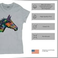 thumbnail image 4 of Tee Hunt Dean Russo Colorful Horse T-Shirt Neon Mosaic Wild Mustang Women's T-Shirt Tee, Gray, XX-Large, 4 of 5