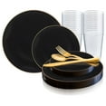 thumbnail image 6 of Smarty Black Gold Rim Organic Plastic Wedding Value Set (120 Guests), 6 of 7