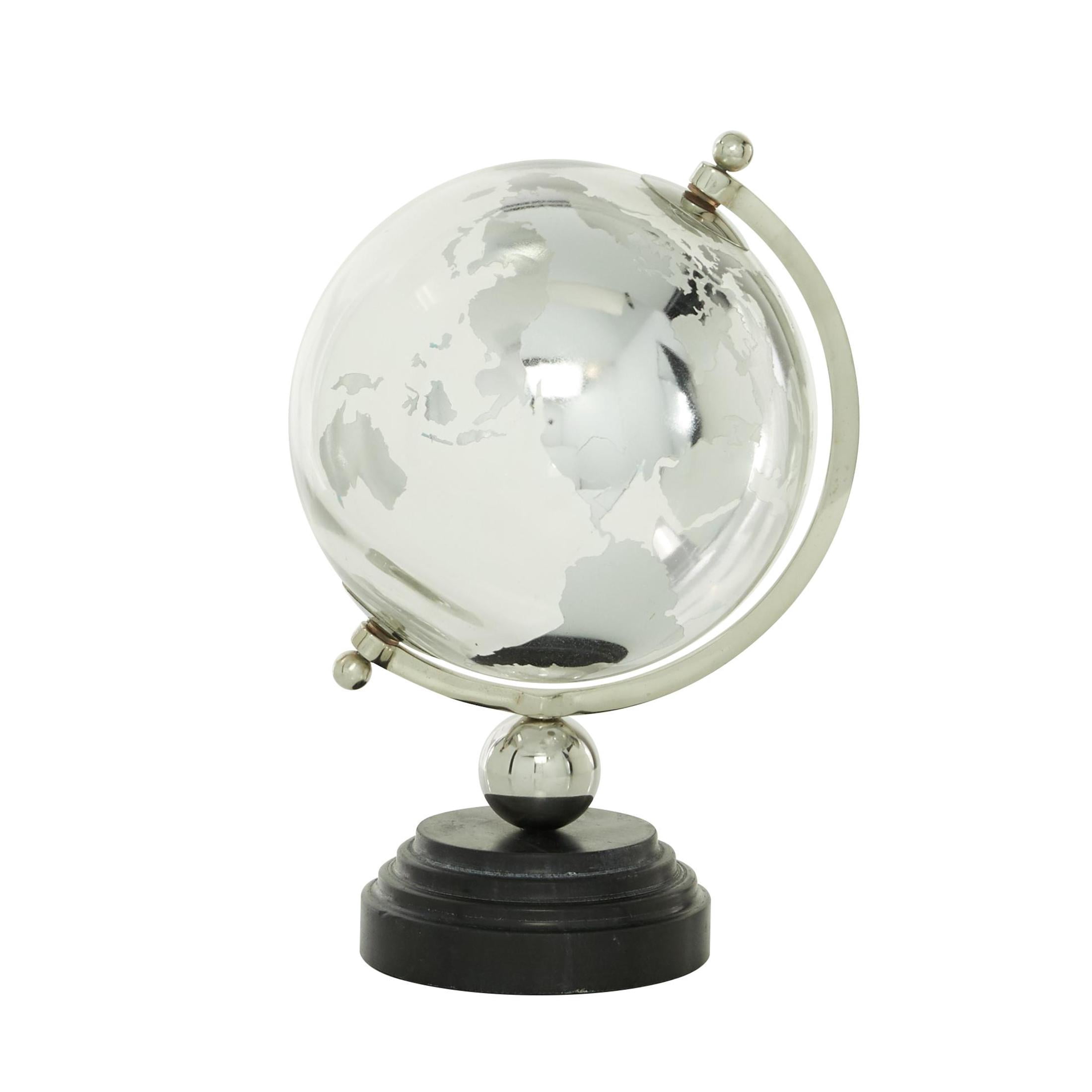 DecMode 8" Silver Globe with Marble Base and Tiered Base
