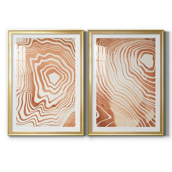 Wexford Home Wood Grain Suminagashi I Premium Framed Print, 30.5" x 42.5" - Ready to Hang, Gold (Set of 2)