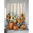 thumbnail image 5 of Fsddascl Orange Pumpkin Fall Shower Curtain Set - 48" x 72" Washable Bathtub Curtain with 12 Hooks, Sunflower Thanksgiving Botanical Farmhouse Waterproof Fabric Stall Shower Curtains for Bathroom, 5 of 6