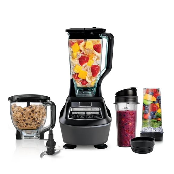 1500W Mega Kitchen System Blender and Food Processor Combo, 72oz Pitcher, 8-Cup Processor Bowl, 2 Personal Cups, Black,BL770
