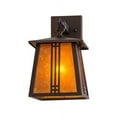 thumbnail image 2 of Meyda 163872 7 in. Prairie Loft Hanging Wall Sconce, Mahogany Bronze & Amber Mica, 2 of 6