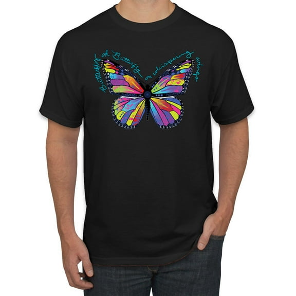 Wild Bobby, Colorful Butterfly Oh Butterfly On Whispering Wings Animal Lover Men's Graphic T-Shirt, Black, Small