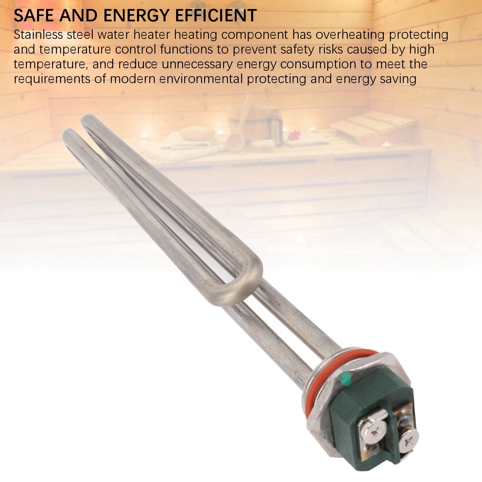 YAHHU Electric Water Heater Heating Component Replacement, SUS316 Stainless Steel Immersion Submersible Heater, 2000W 230V 1-1/4in Universal Threaded Tube, 8.66in / 22cm Insert Size