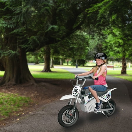 Razor - Dirt Rocket Toy Motocross Motorcycle Dirt eBike w/10 mi Max Operating Range & 14 mph Max Speed - White