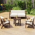 thumbnail image 4 of Costway 1 PCS Table d'Appoint Extérieur avec Structure en Bois Massif Petite Table Basse Ronde pour Jardin, 4 of 10