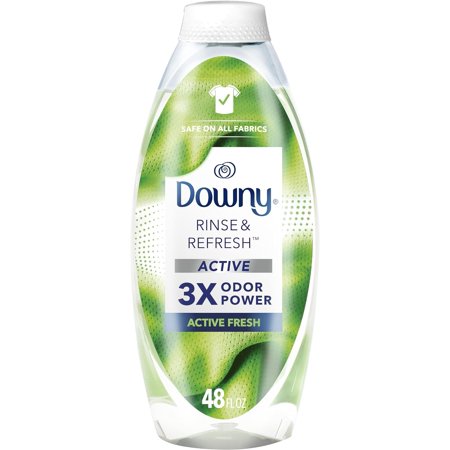 Downy RINSE & REFRESH Laundry Odor Remover and Fabric Softener for Activewear, Active Fresh Scent, 48 oz