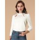 thumbnail image 3 of INSPIRE CHIC Blusa Panel Bordado Floral Cuello Con Volantes Manga 3/4 Para Mujer Blanco M, 3 of 6