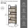 thumbnail image 3 of GRANNY SAYS 3-Tier Laundry Basket with Wheels, 120L Rolling Laundry Hamper Sorter, Metal Frame Laundry Organizer, 3 Bin Removable Bags, Light Khaki, 3 of 9
